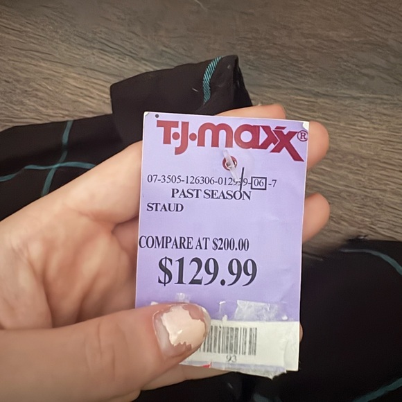 STAUD Black and Blue Plaid Long Sleeve Dress - Picture 3 of 3